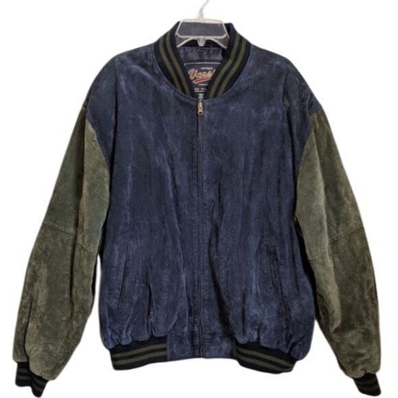 Vintage Varsity Navy Green Suede Leather Jacket Men’s Size XX L Princeton N.J. - Picture 1 of 8